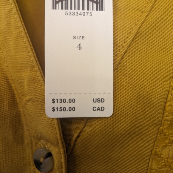 Maeve Anthropologie Marlie Yellow Button Dress. NWT. Size US 4 - Picture 5 of 6